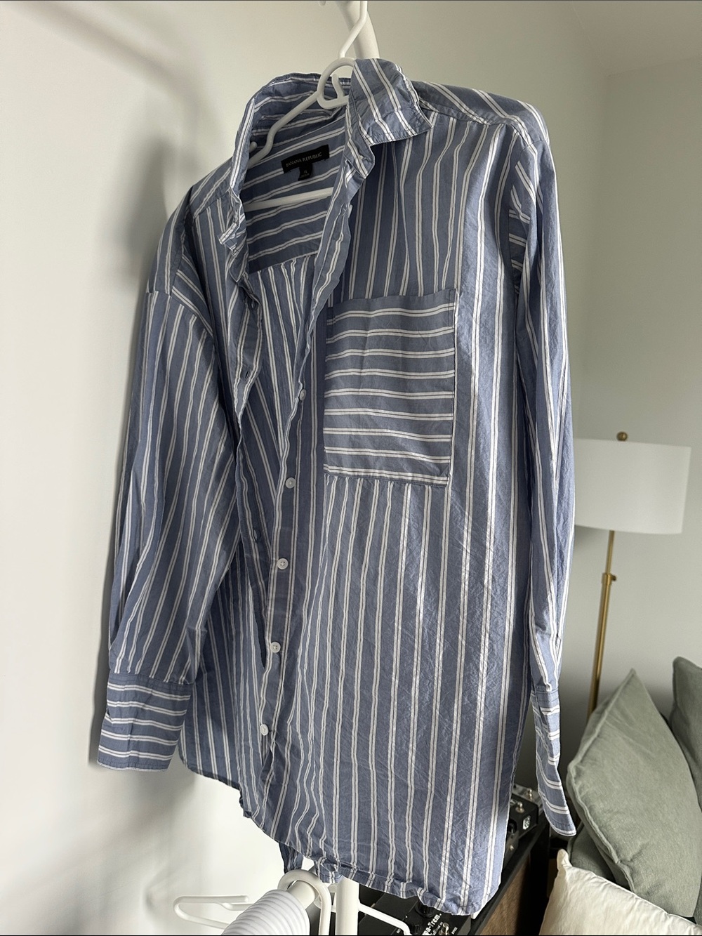 Banana Republican blue and white striped long sleeve button down or cover up